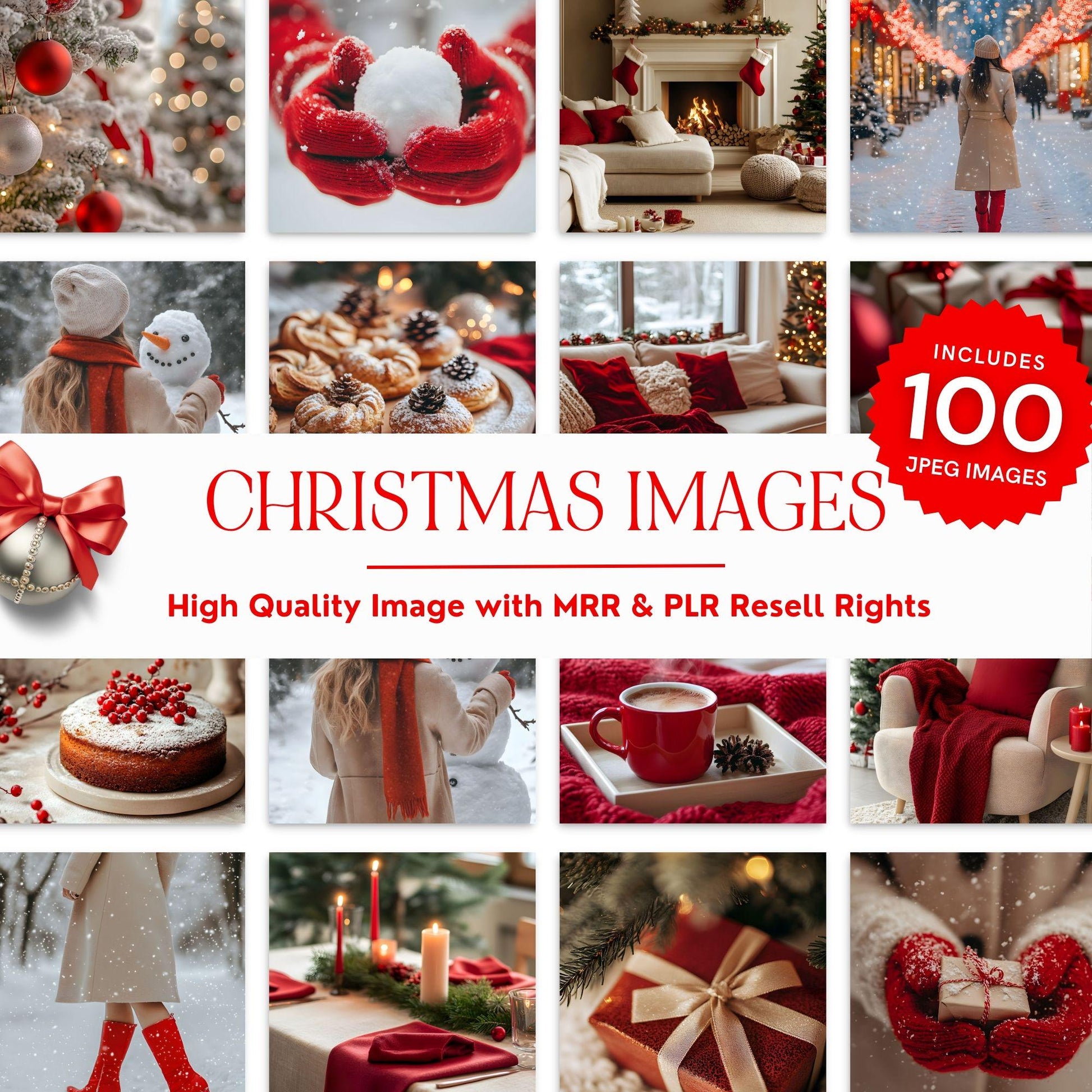 100 Aesthetic Red Christmas Stock Photos | PLR & MRR Digital Bundle - Ai Stock Images - Boundless PLR