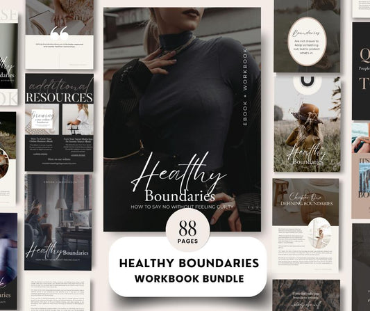 Healthy Boundaries eBook & Workbook | Editable PLR & MRR Bundle - Self Improvement & Mindset - Canva Template - Boundless PLR