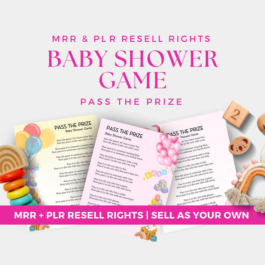 Pass the Prize Baby Shower Game | Editable Canva Template with PLR & MRR