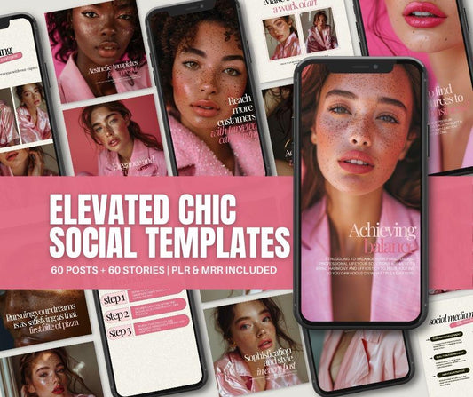60 Elevated Chic Social Media Templates – Fully Editable in Canva with PLR & MRR - Instagram Template - Boundless PLR
