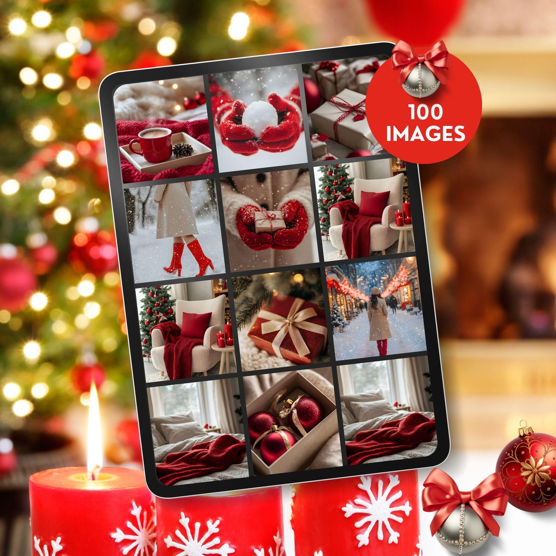 100 Aesthetic Red Christmas Stock Photos | PLR & MRR Digital Bundle - Ai Stock Images - Boundless PLR