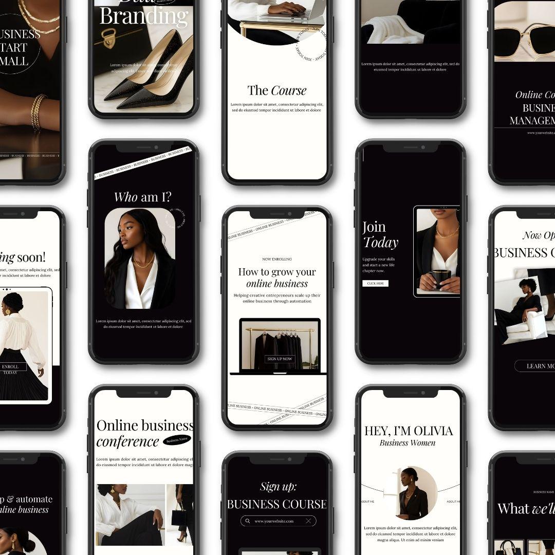 a bunch of cell phones that are showing different styles of women's shoes