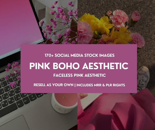 Pink Boho Aesthetic Social Media Images | 170+ MRR PLR Stock Photos - Ai PLR Stock Photos - Boundless PLR