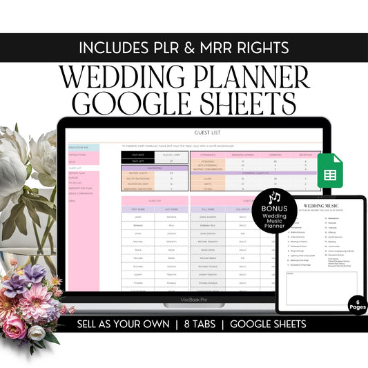 Wedding Planner Spreadsheet with PLR & MRR Licensing - Perfect for Digital Sellers