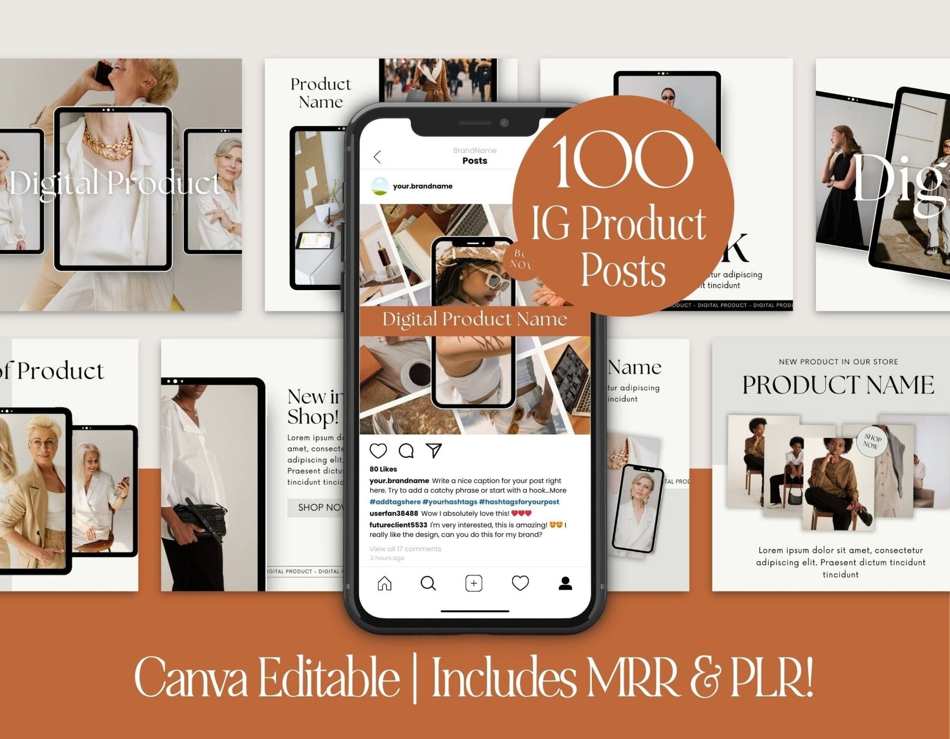 Instagram Post Templates for Digital Product Sellers | PLR + MRR Resell Rights - Boundless PLR