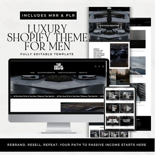 Shopify Theme with MRR - Website for Digital Products and Faceless Marketing for Men - Boundless PLR