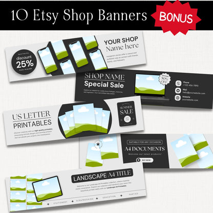 106 Digital Mockups & Etsy Banner Templates with Resell Rights | Canva Editable - Boundless PLR