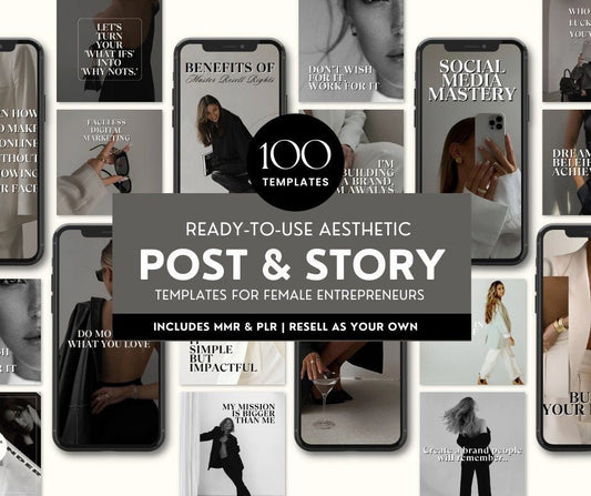 Aesthetic Post & Story Templates Bundle | PLR + MRR Resell Rights - Boundless PLR