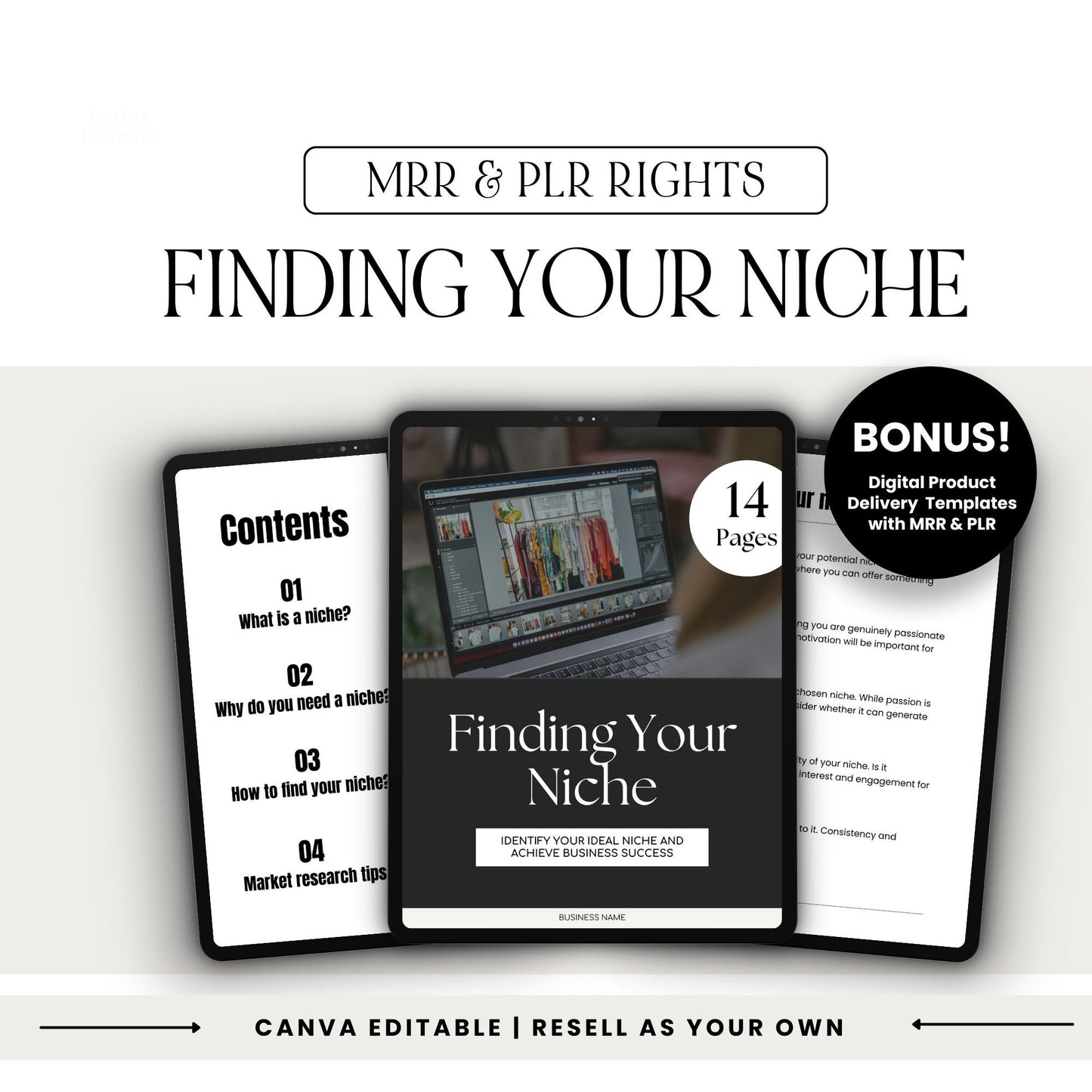 Finding Your Niche Workbook | Editable Guide with MRR & PLR
