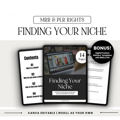 Finding Your Niche Workbook | Editable Guide with MRR & PLR
