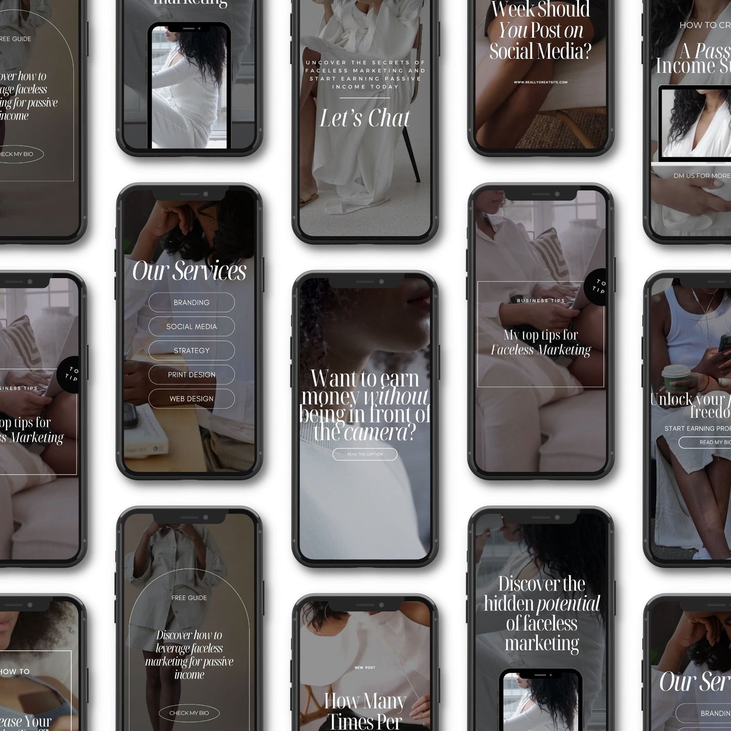 Melanin Faceless Reels Bundle | 20 Premium Videos + 8 Editable Mockups with MRR & PLR