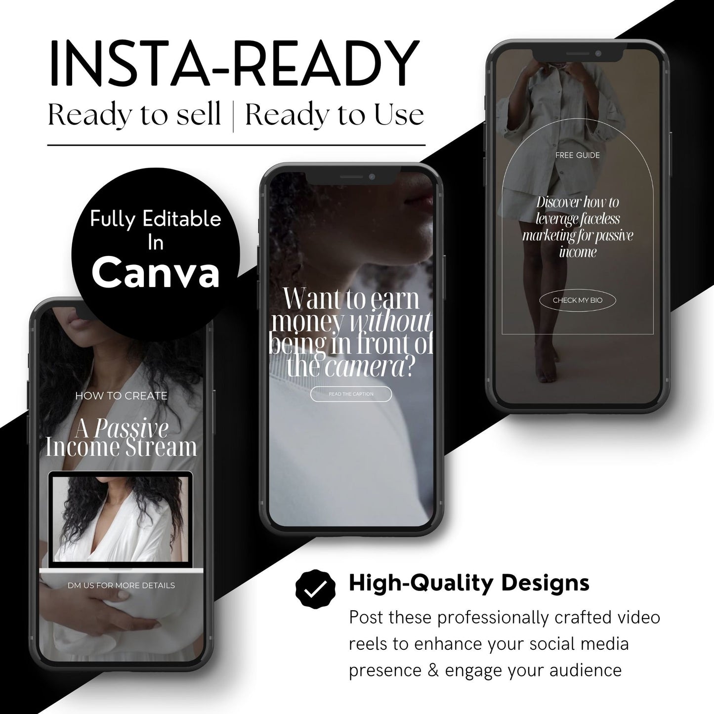 Melanin Faceless Reels Bundle | 20 Premium Videos + 8 Editable Mockups with MRR & PLR