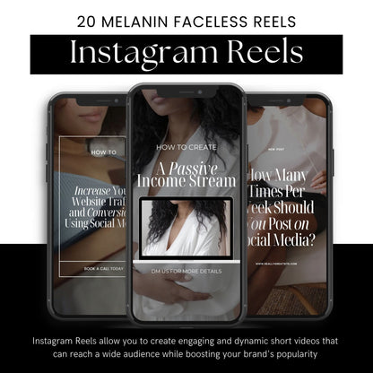 Melanin Faceless Reels Bundle | 20 Premium Videos + 8 Editable Mockups with MRR & PLR