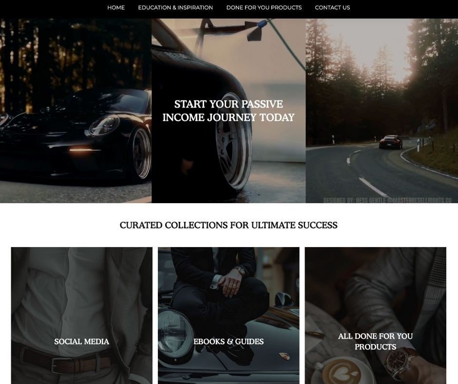 Shopify Theme with MRR - Website for Digital Products and Faceless Marketing for Men - Boundless PLR