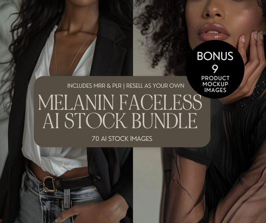 70 Luxury Melanin Faceless AI Stock Images Bundle with MRR & PLR - Boundless PLR