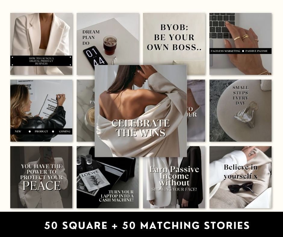 Aesthetic Post & Story Templates Bundle | PLR + MRR Resell Rights - Boundless PLR