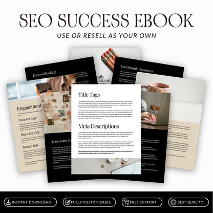 SEO Success Guide eBook – Editable Canva Template with MRR & PLR