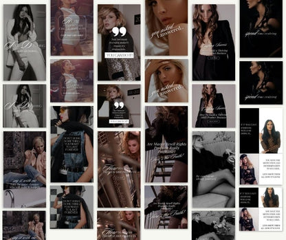 a collage of photos of a woman in black and white