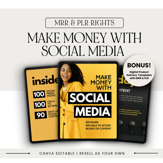 Social Media Content Guide | 39-Page Editable Canva Template with PLR & MRR