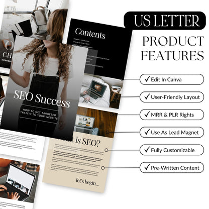 SEO Success Guide eBook – Editable Canva Template with MRR & PLR