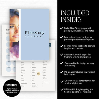 Bible Study Journal with MRR & PLR | Canva Editable Template - Sell On Etsy - Boundless PLR