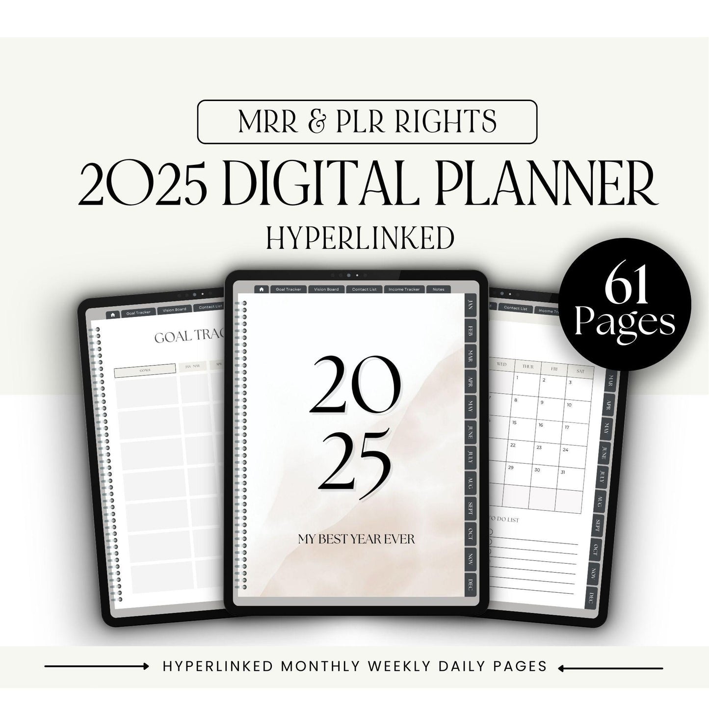 2025 Digital Planner | Canva Editable with MRR & PLR