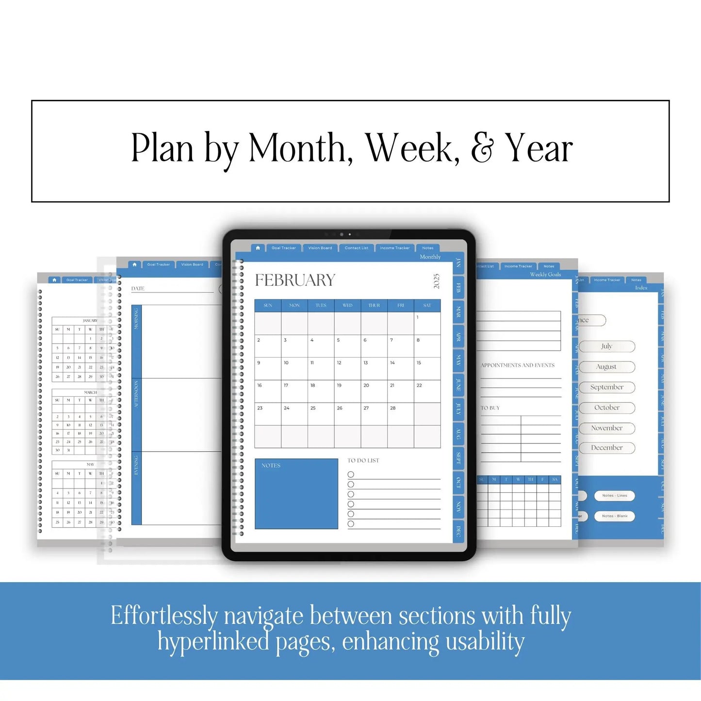 2025 Hyperlinked Digital Planner | Editable Canva Template with MRR & PLR - Boundless PLR