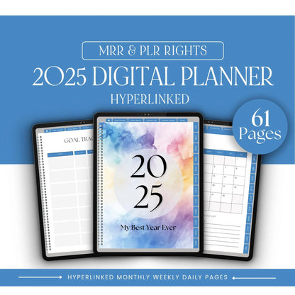 Image of a 2025 Hyperlinked Digital Planner | Editable Canva Template with MRR & PLR - Boundless PLR