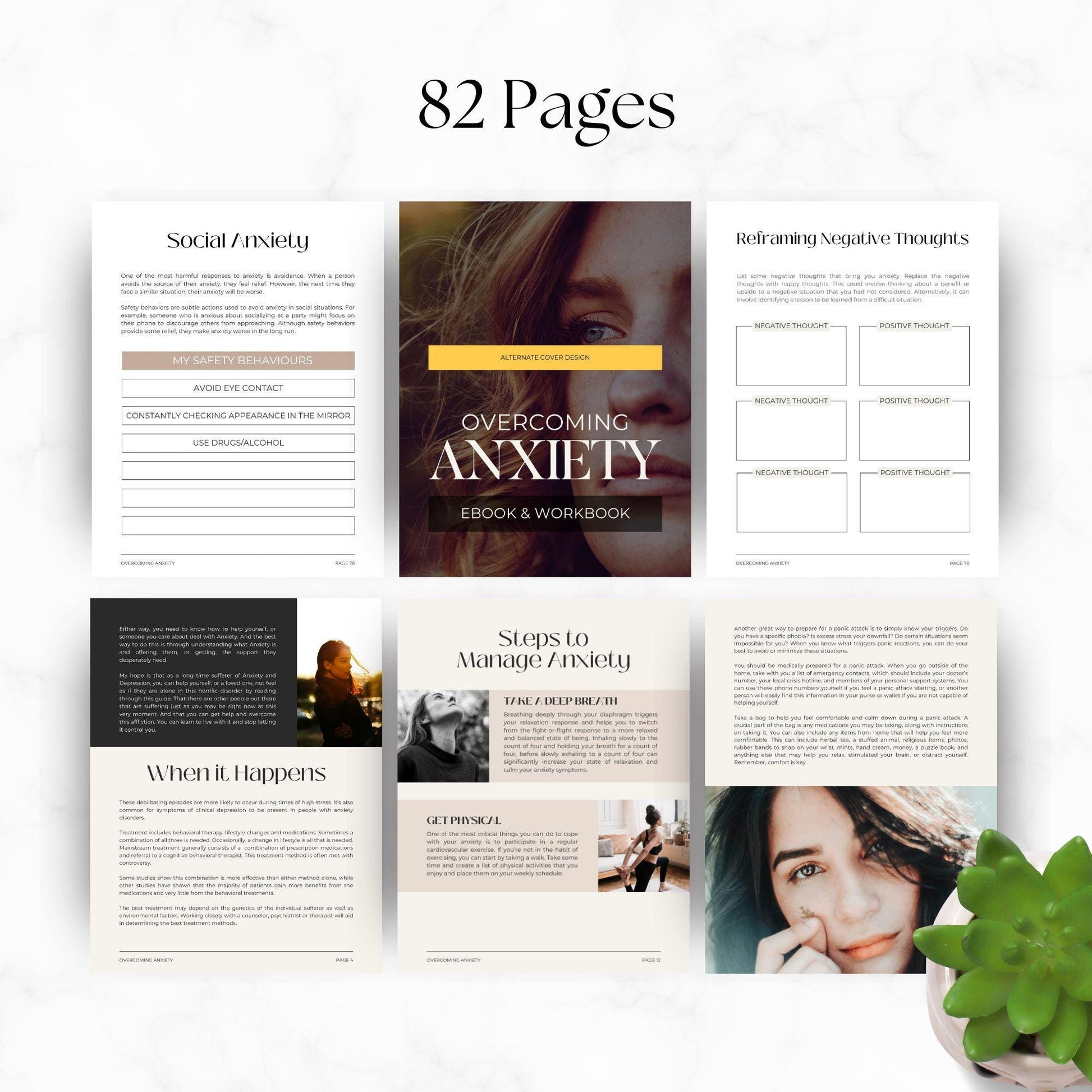 Overcoming Anxiety Ebook & Workbook | Canva Editable | MRR & PLR - Boundless PLR