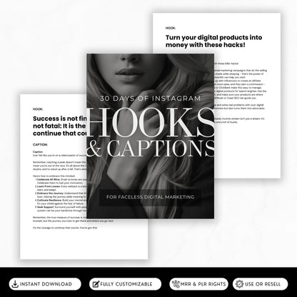 Instagram Hooks & Captions Bundle | MRR + PLR Resell Rights Boundless PLR