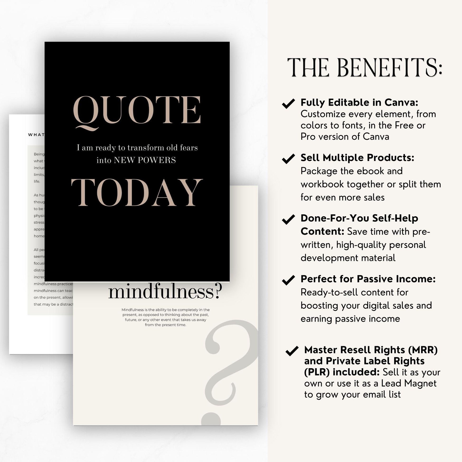 Mindfulness eBook & Workbook – Editable Canva Template with MRR & PLR - Self Improvement & Mindset - Boundless PLR