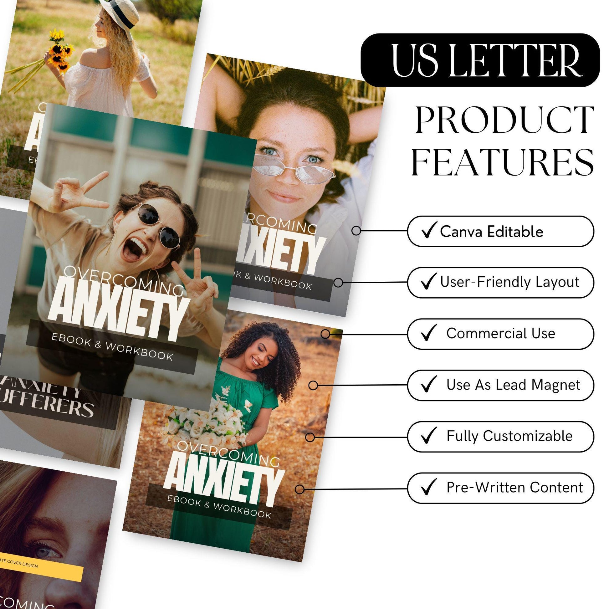 Overcoming Anxiety Ebook & Workbook | Canva Editable | MRR & PLR - Boundless PLR