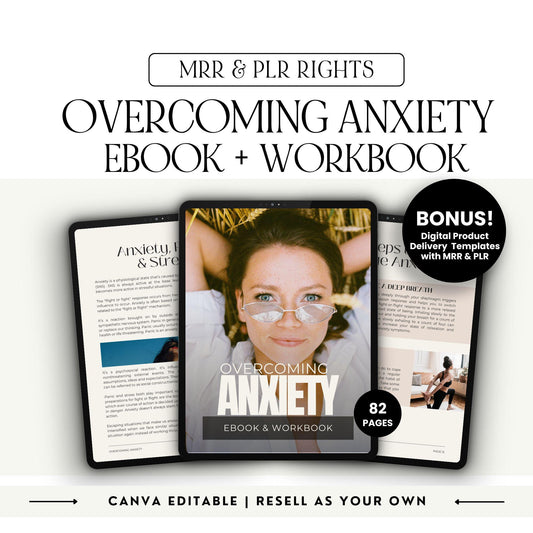 Overcoming Anxiety Ebook & Workbook | Canva Editable | MRR & PLR - Boundless PLR