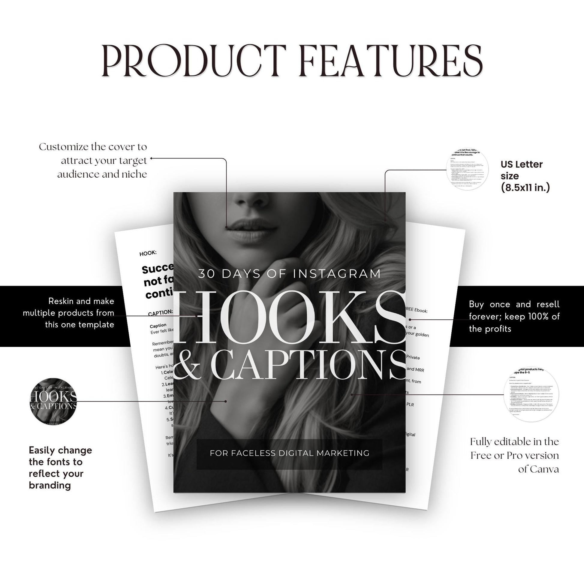 Instagram Hooks & Captions Bundle | MRR + PLR Resell Rights Boundless PLR