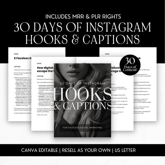 Instagram Hooks & Captions Bundle | MRR + PLR Resell Rights