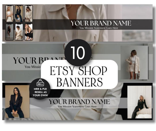 Customizable Etsy Shop Branding Banners | Editable Canva Templates with MRR & PLR Resell Rights - Boundless PLR