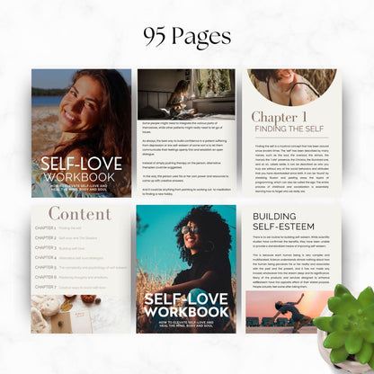 Self-Love Unleashed eBook & Workbook – Editable Canva Template with MRR & PLR