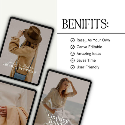 Limiting Beliefs eBook & Workbook | Editable Canva Templates with MRR & PLR - Self Improvement & Mindset - Boundless PLR