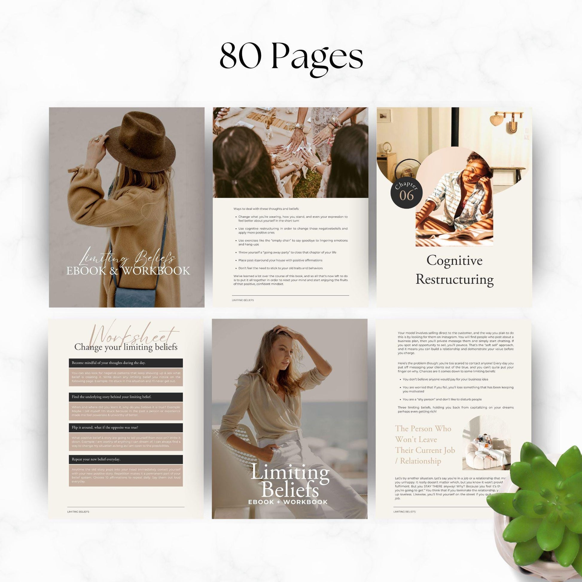 Limiting Beliefs eBook & Workbook | Editable Canva Templates with MRR & PLR - Self Improvement & Mindset - Boundless PLR