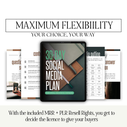30-Day Social Media Plan | Editable Canva Template with MRR & PLR - ebook - Boundless PLR