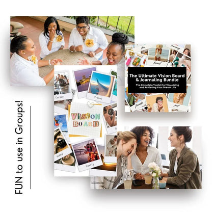 Vision Board Workbook & Journaling Guide Bundle - Editable with MRR & PLR - Boundless PLR