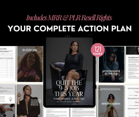 Quit the 9-5 This Year Action Plan – Canva Editable Guide with MRR & PLR - Boundless PLR