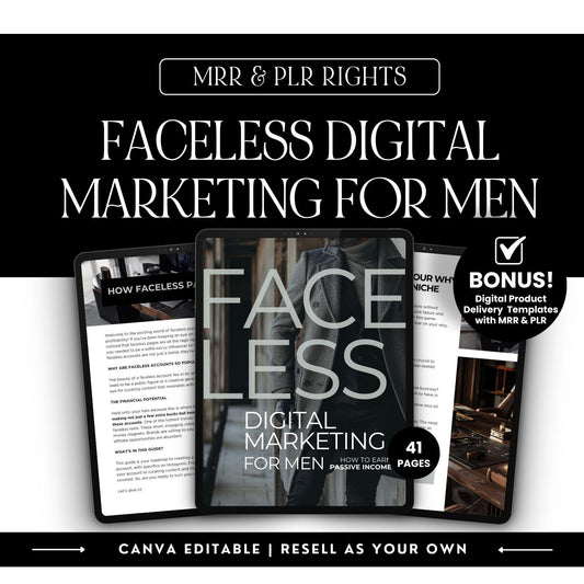 Customizable Faceless Digital Marketing Guide | Master Resell Rights (MRR) + Private Label Rights (PLR)