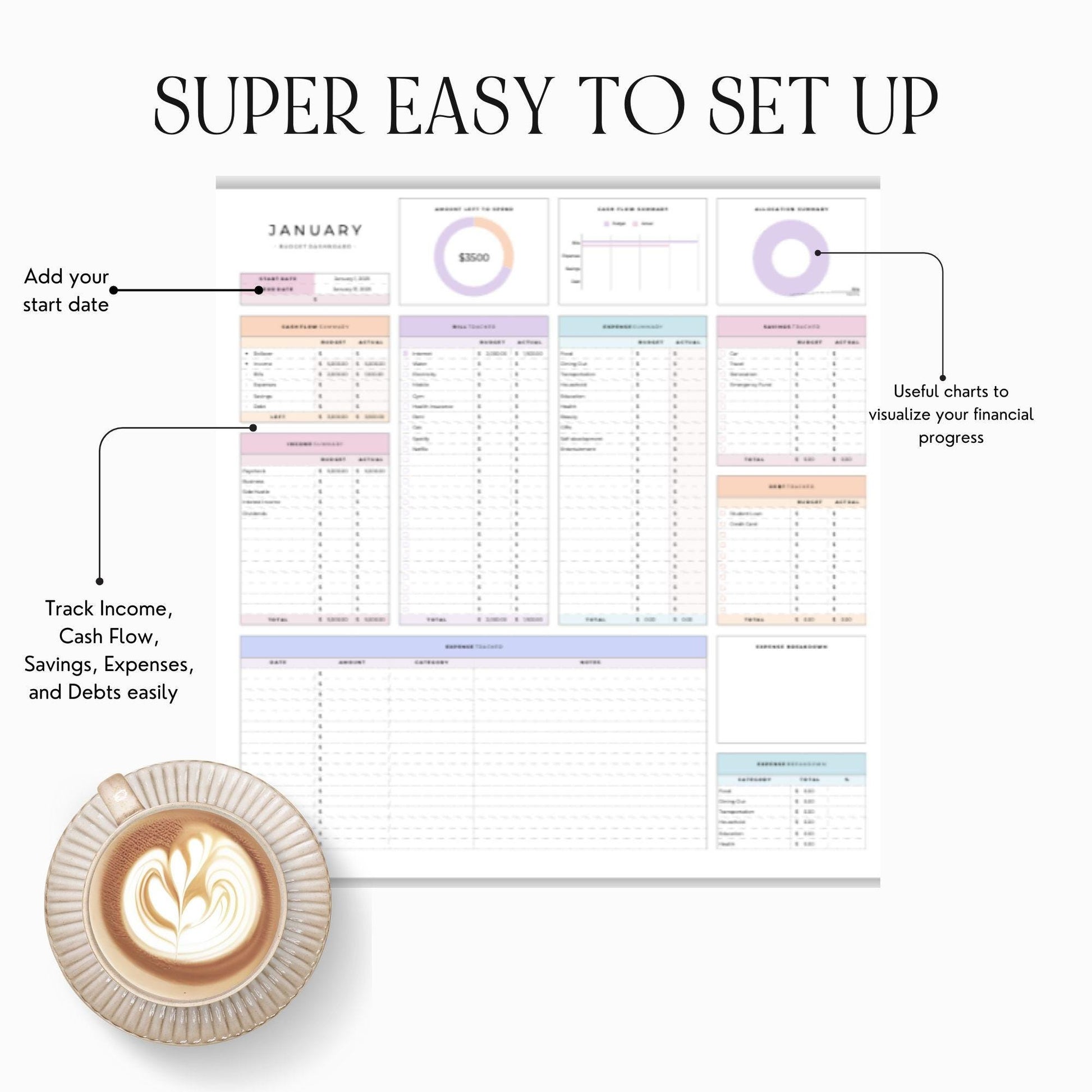 Simple Budget Google Sheets Spreadsheet & BONUS Financial Planner – MRR & PLR - PLR Google Sheets - Boundless PLR