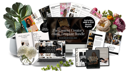 The Content Creator's Ebook Template Bundle | 7 Canva Ebook & Workbook Templates | MRR PLR Resell Rights | Digital Product Sellers Coaches Creators Boundless PLR