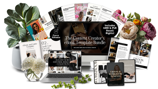 The Content Creator's Ebook Template Bundle | 7 Canva Ebook & Workbook Templates | MRR PLR Resell Rights | Digital Product Sellers Coaches Creators Boundless PLR