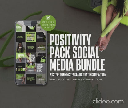 Positivity Pop Social Media Bundle | Canva Templates with PLR + MRR Rights