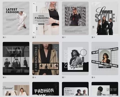 Fashion Social Media Templates | Canva Editable | MRR & PLR Resell Rights – 3 Sizes (1080×1080, 1080×1350, 1080×1920)