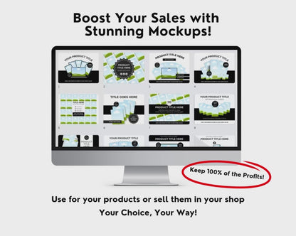 100 Canva Editable Etsy Listing Thumbnail Mockups + Bonus Pinterest Strategy Guide (MRR & PLR)