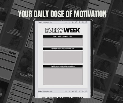 Canva Editable Productivity Planner with PLR & MRR | 75+ Page Digital Planner Template | Daily Weekly Monthly Goal Tracker for Resale